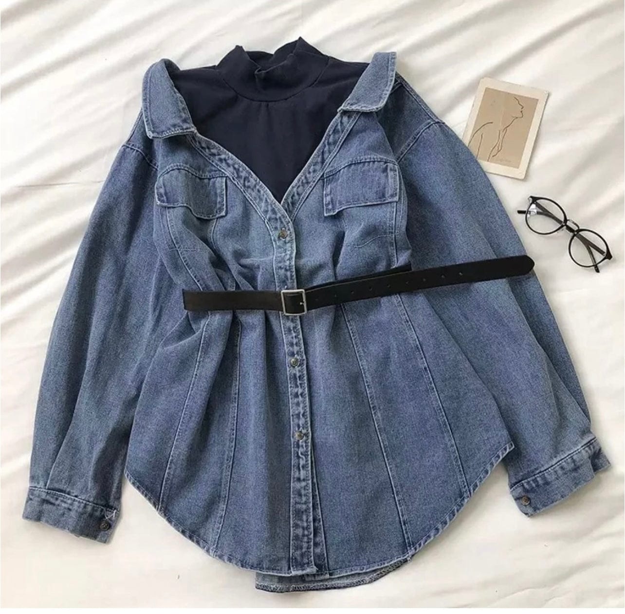Asymmetrical Denim shirt FT338