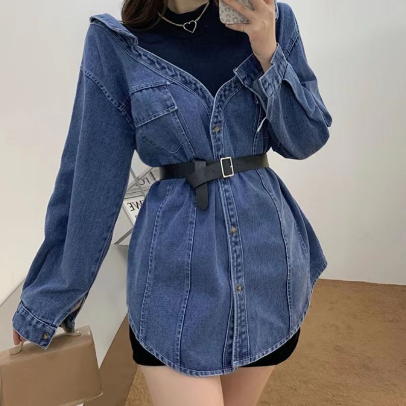 Asymmetrical Denim shirt FT338