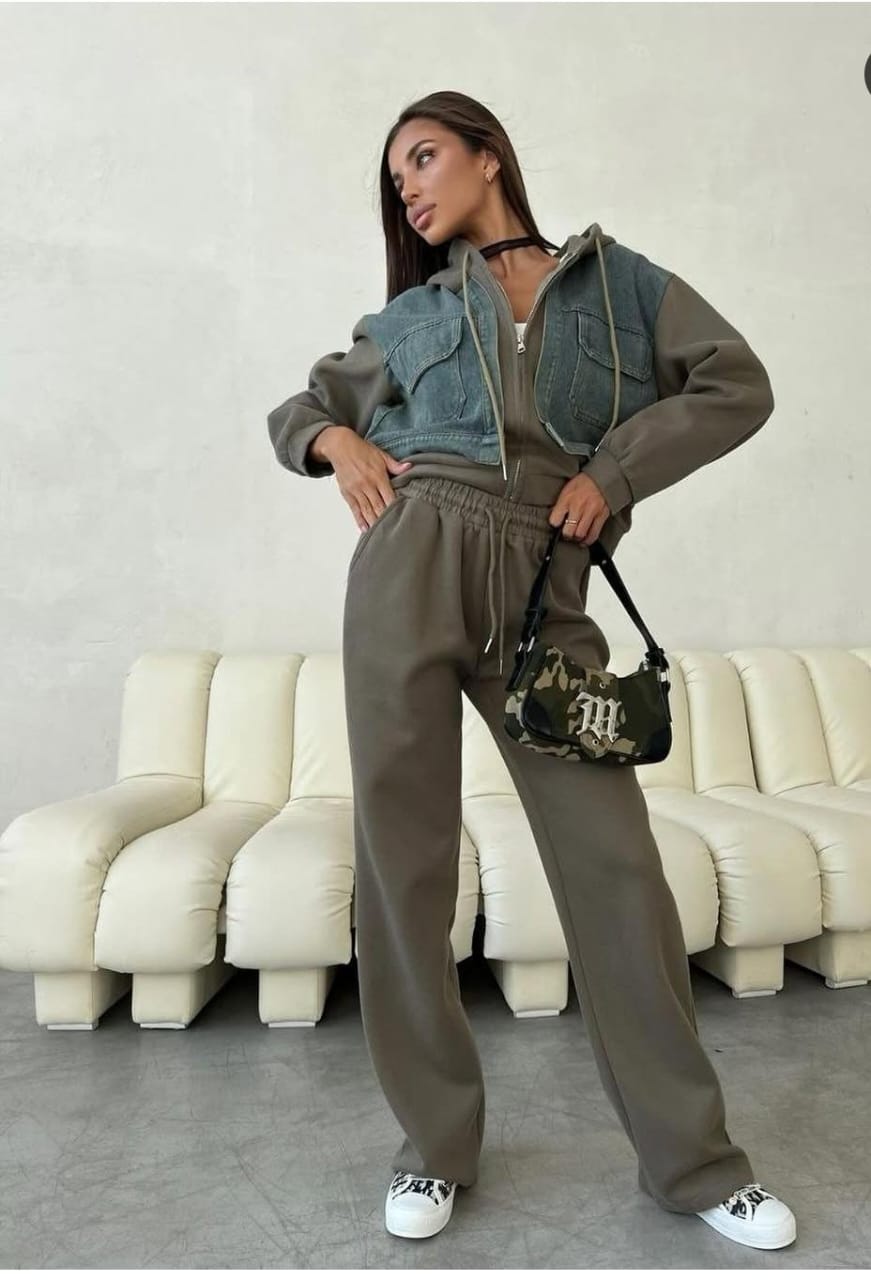 Denim Detailed Coord Set FT342