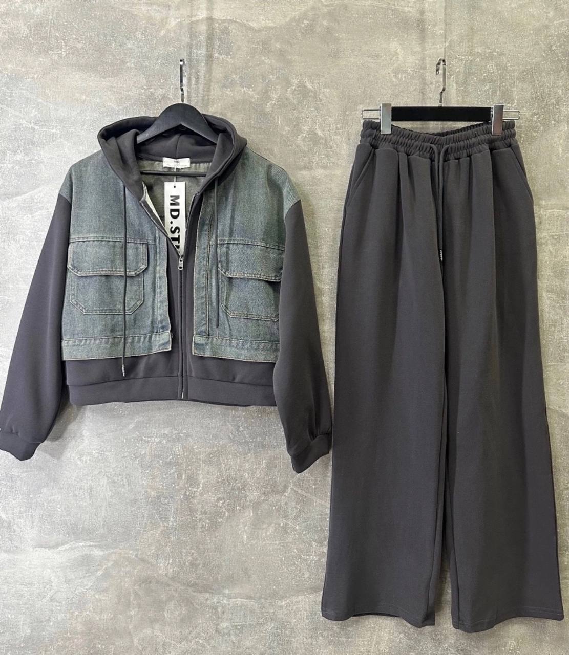 Denim Detailed Coord Set FT342