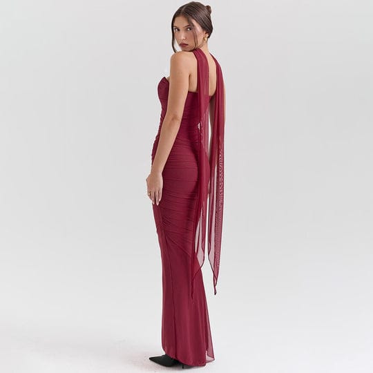 Corset Top with Ruched Skirt and Matching Scarf FT340