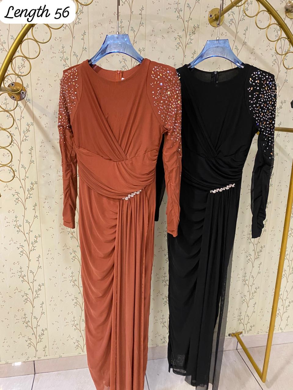 Draped Embellished Gown FT347
