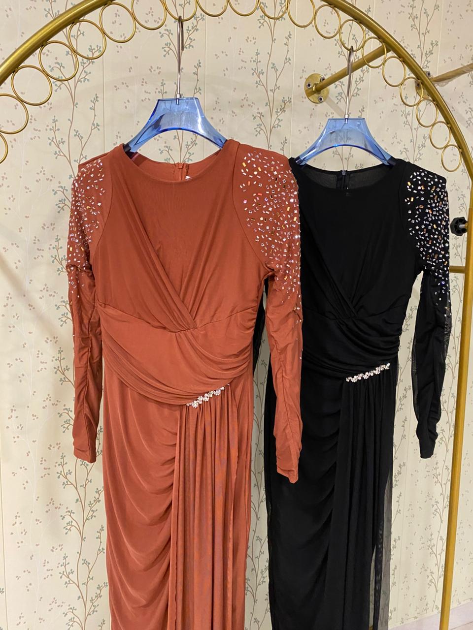 Draped Embellished Gown FT347