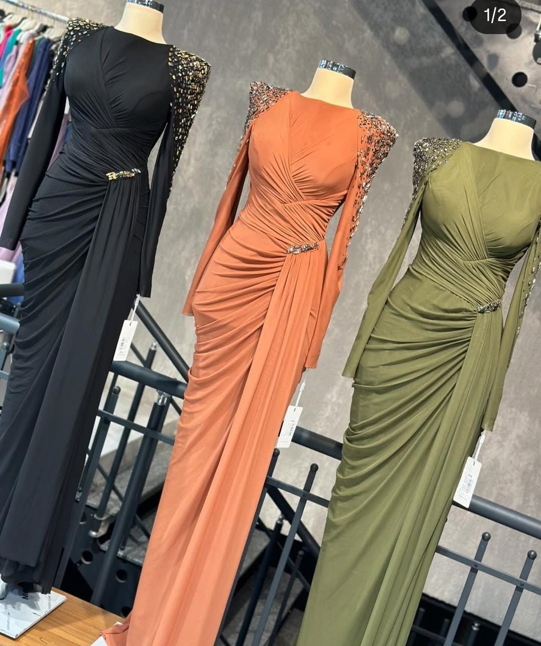 Draped Embellished Gown FT347