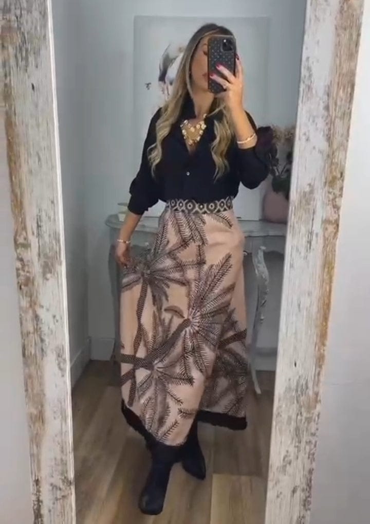Shirt With Printed Fringes Skirt FT349