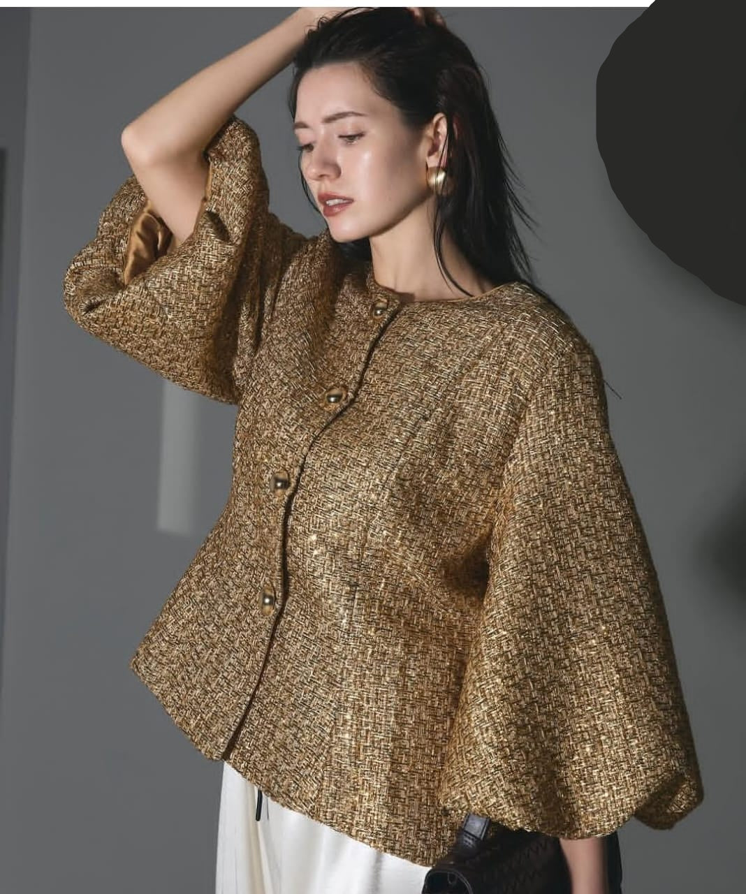 Tweed Metallic Peplum Jacket FT357