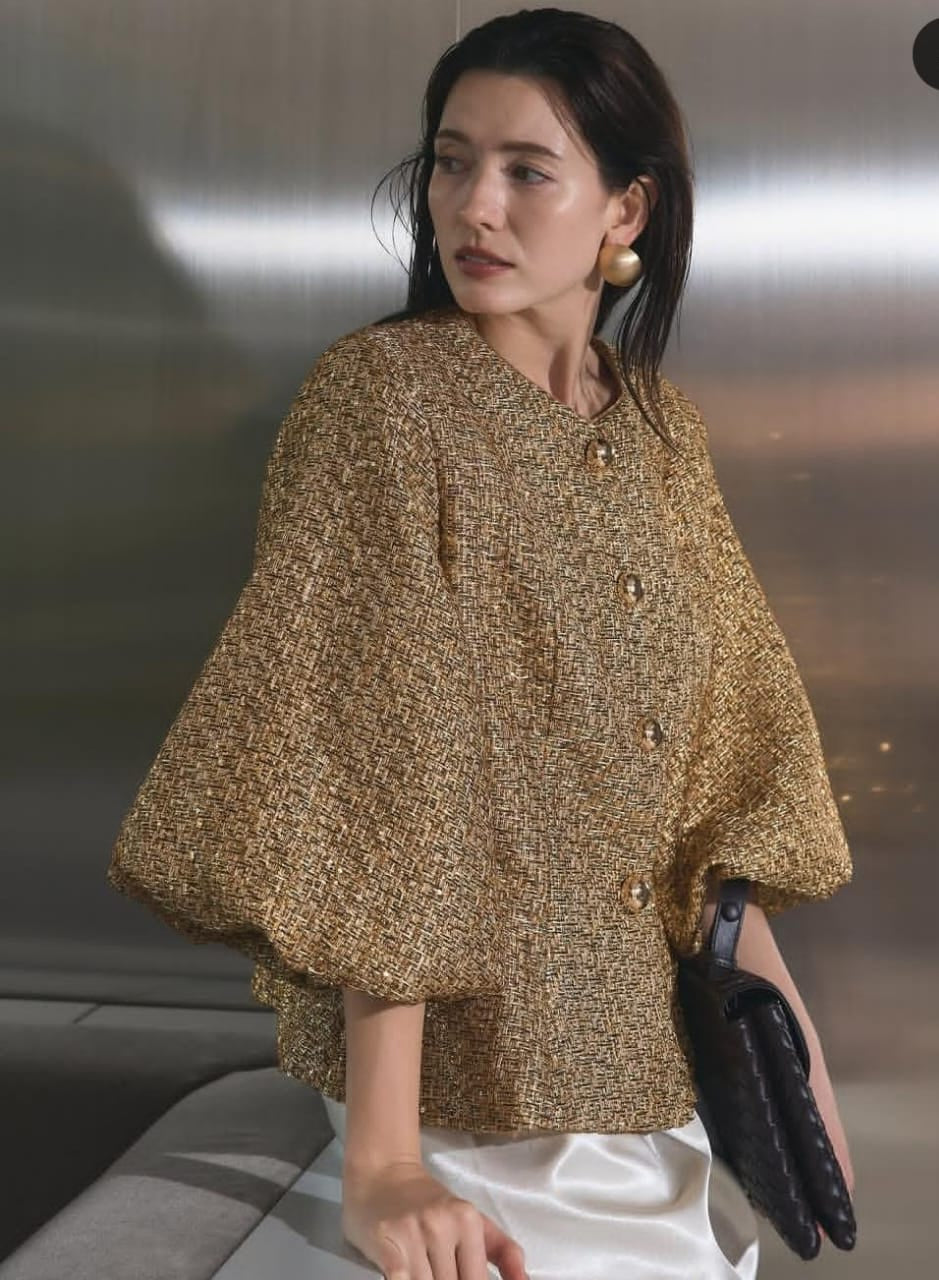 Tweed Metallic Peplum Jacket FT357