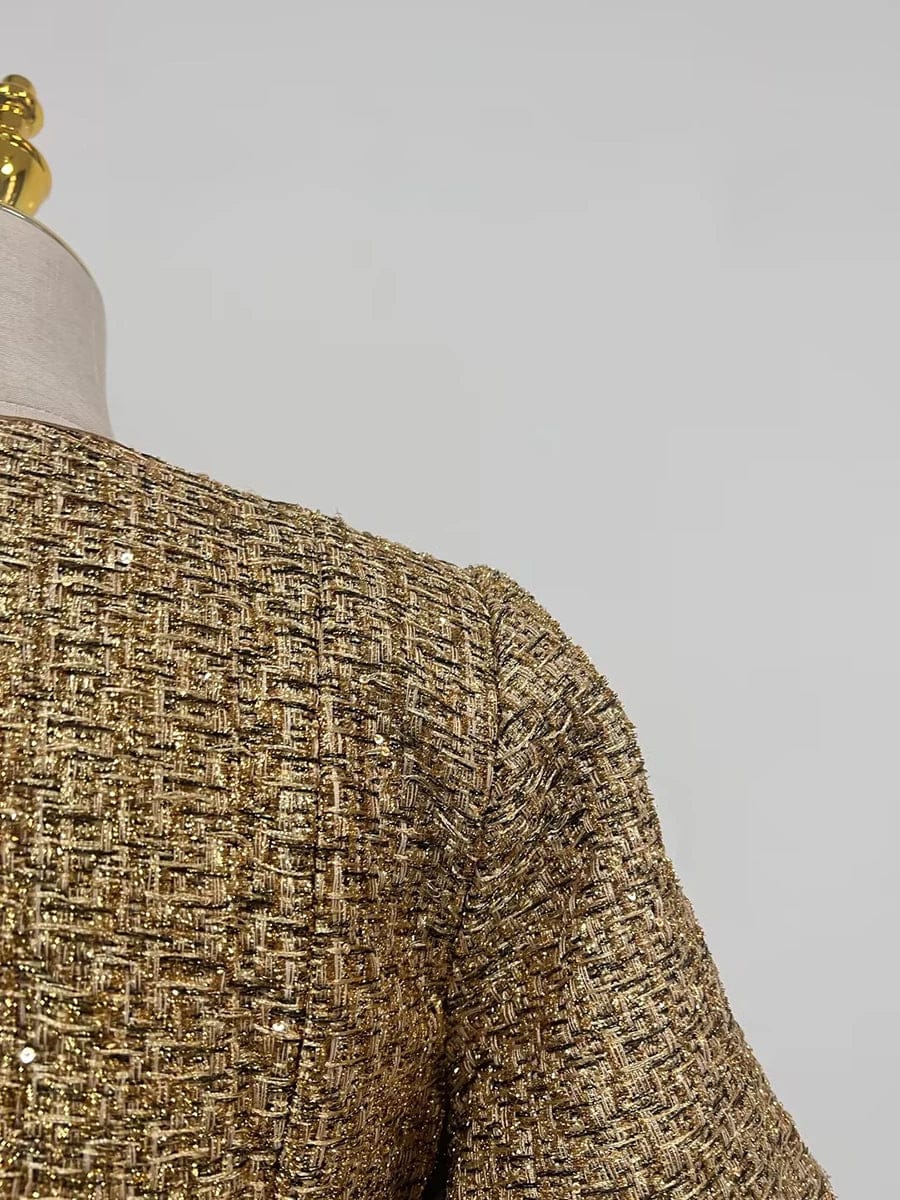 Tweed Metallic Peplum Jacket FT357