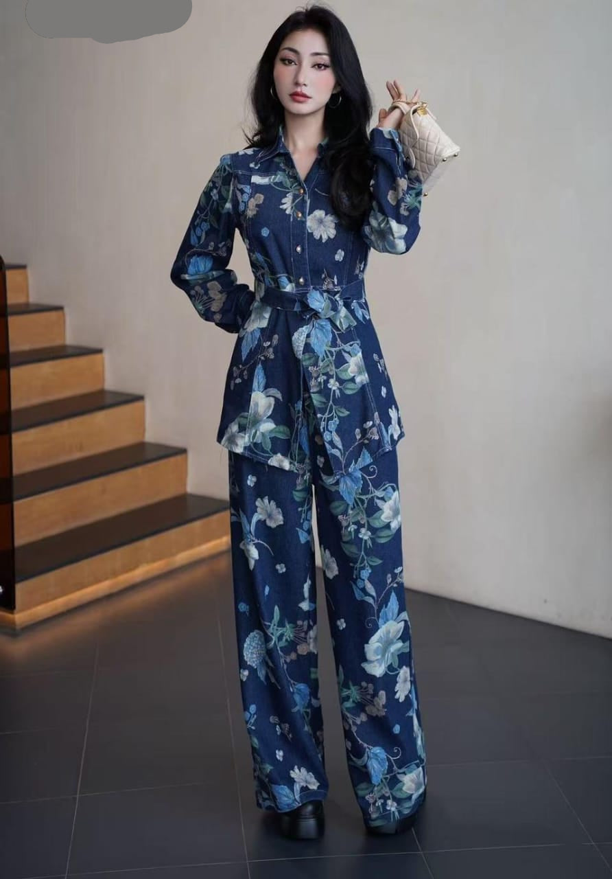 Beautiful Floral Denim Co-Ord Set FT361
