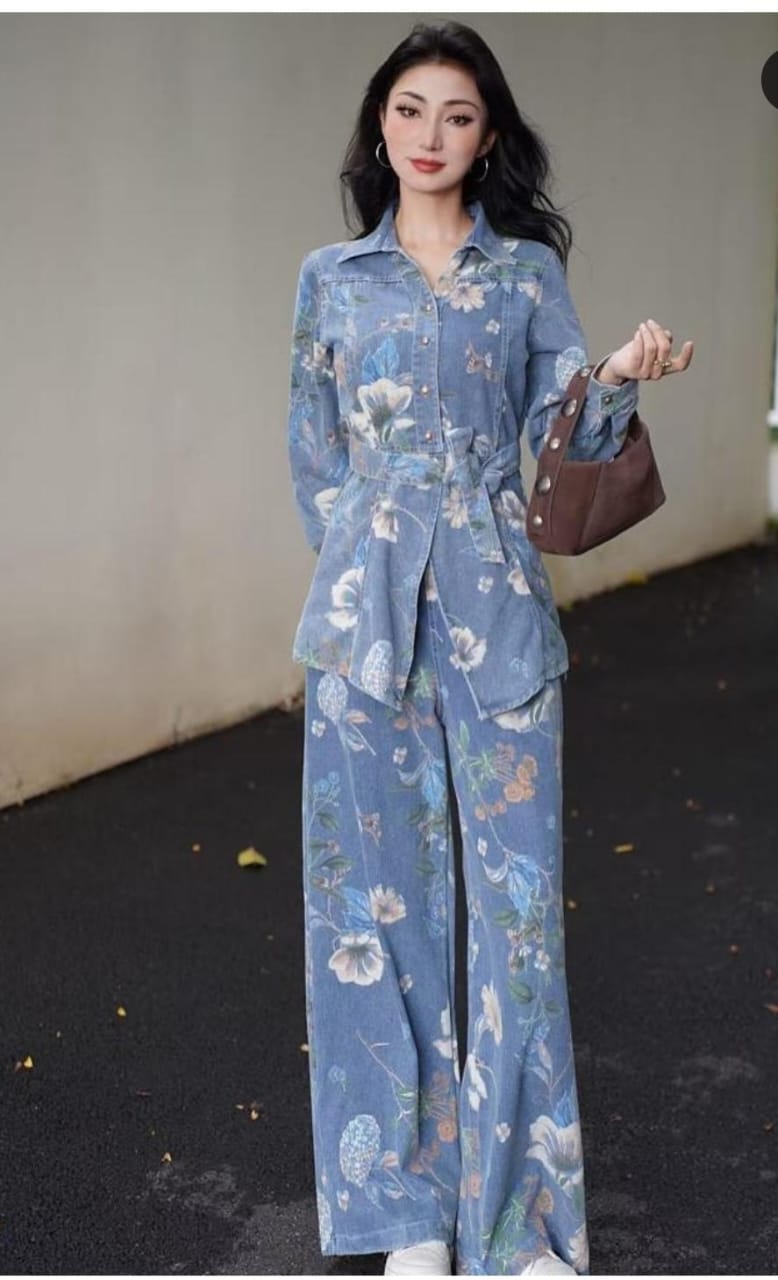 Beautiful Floral Denim Co-Ord Set FT361