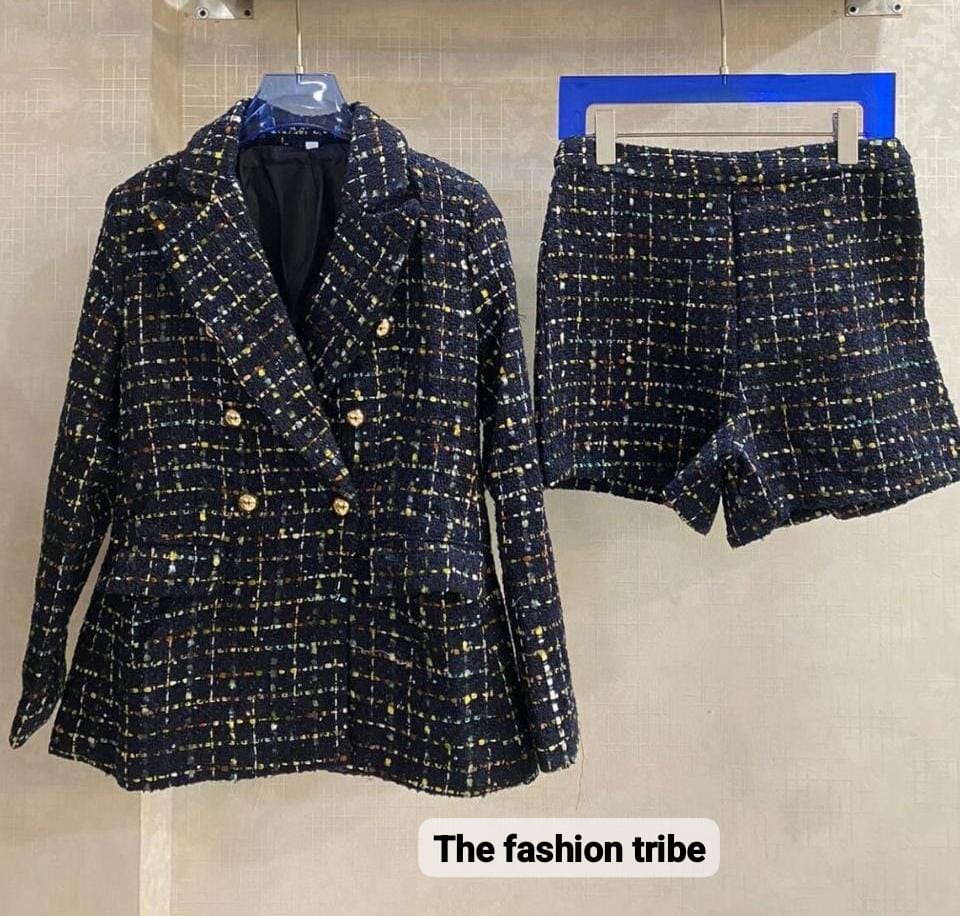 Luxury Tweed Blazer and Shorts Set FT362