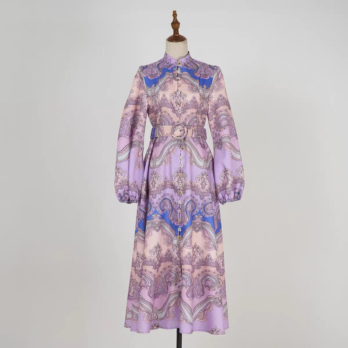 Beautiful Printed Dress With Belt FT366