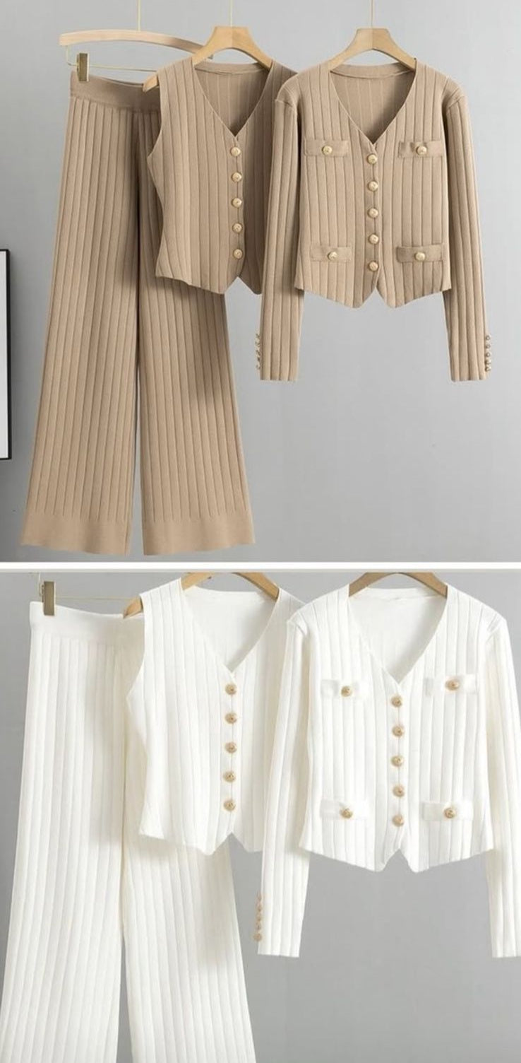 Beautiful Buttoned 3 pcs Co-Ord Set FT370