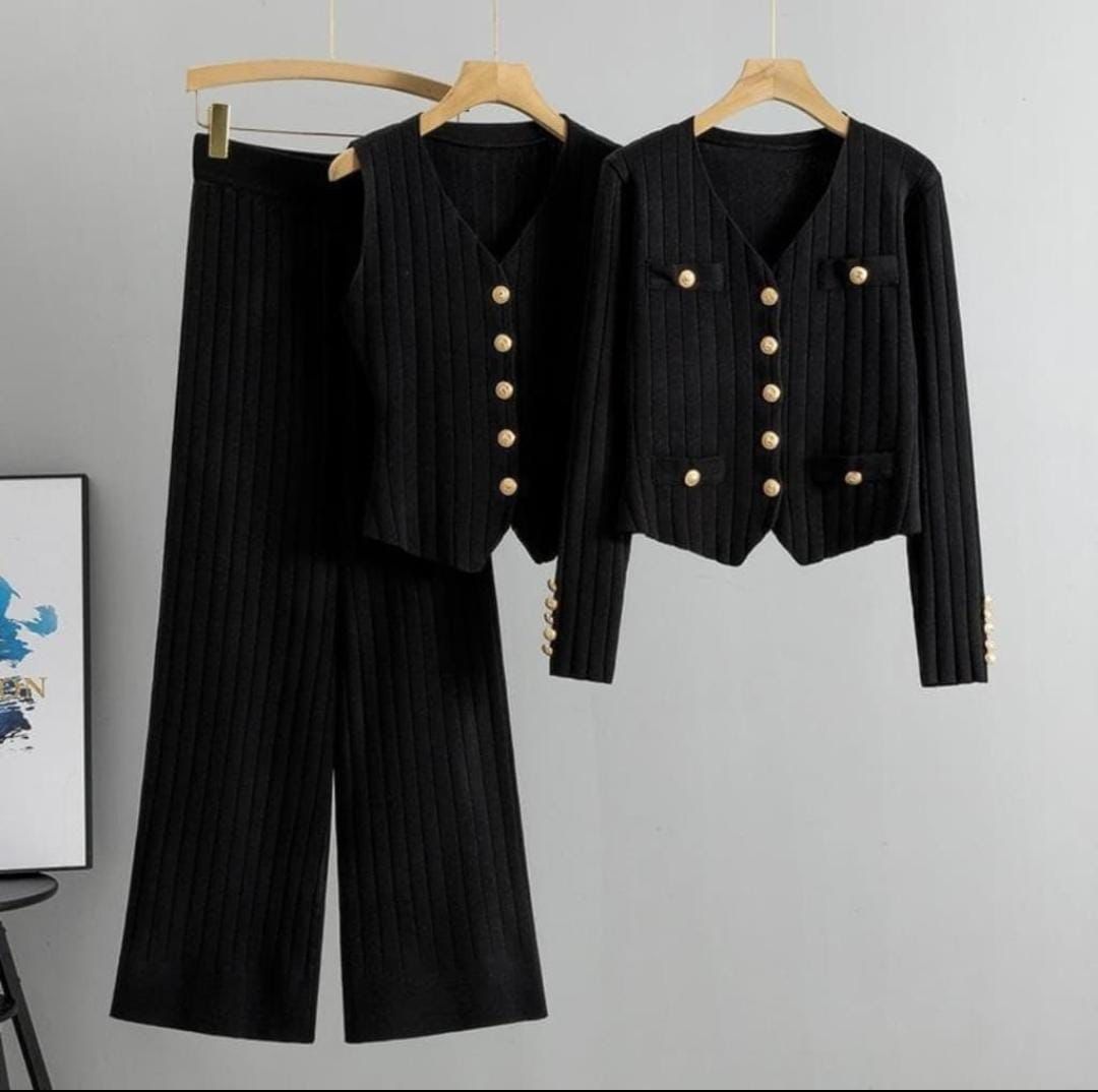Beautiful Buttoned 3 pcs Co-Ord Set FT370