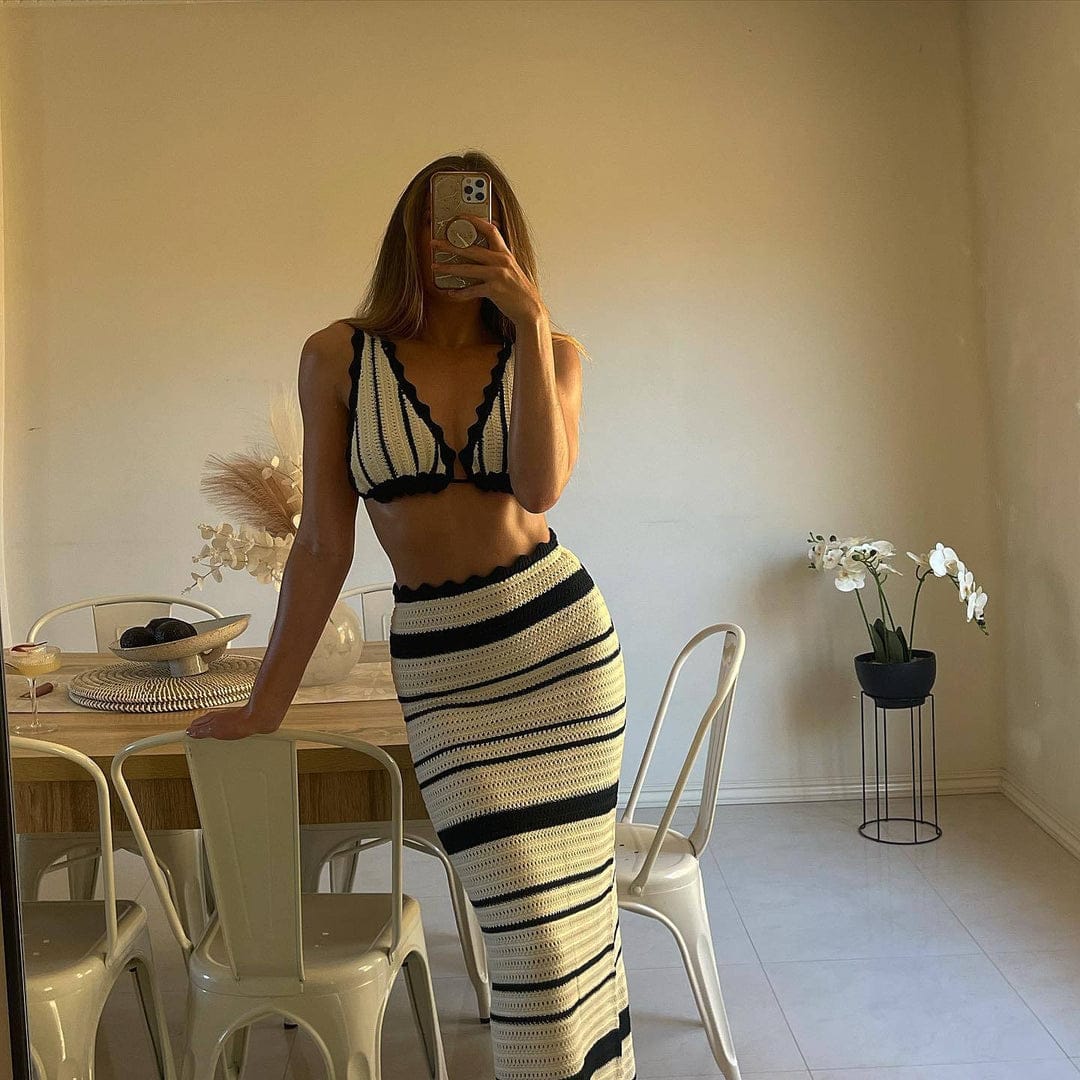 Holiday Crochet Skirt Co-Ord Set FT377