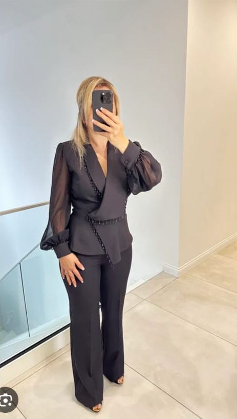 Tassels Embellished Blazer and Pants Set FT380