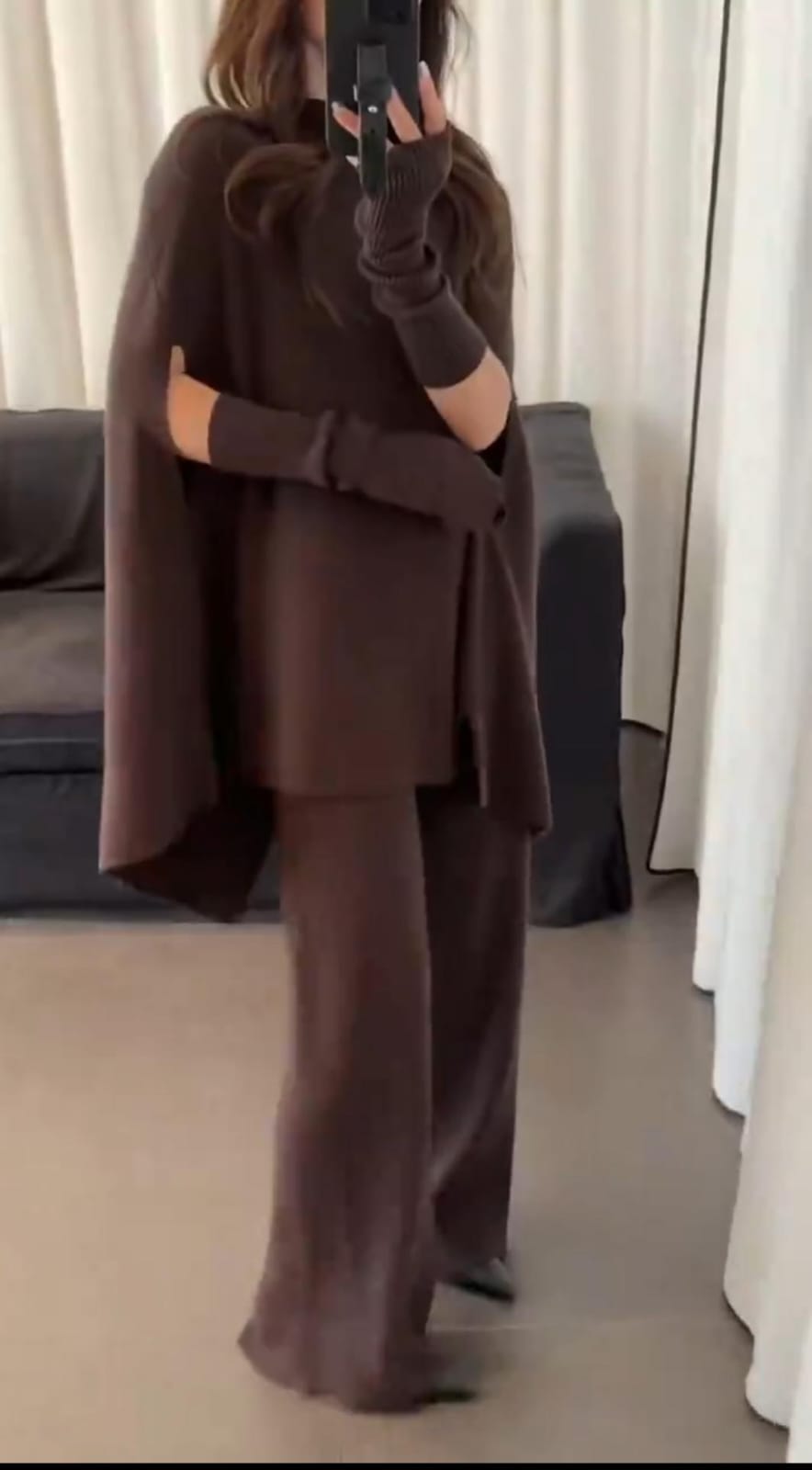 Woolen lounge set with arm warmers FT381