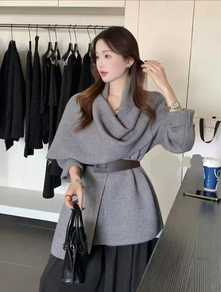Woolen Cape with Belt FT384