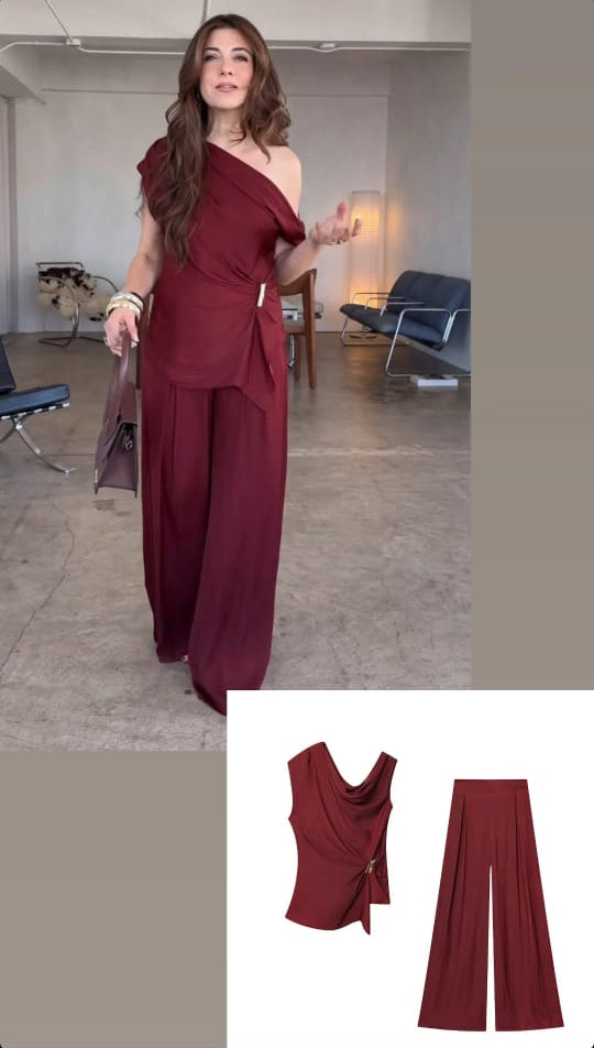 Asymmetric Top and Pants Set FT390
