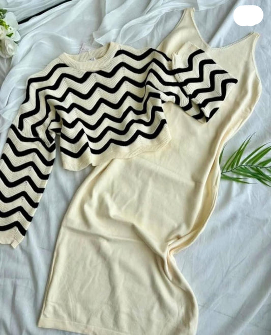 Zigzag Wave 2 pcs Knitted Dress FT424