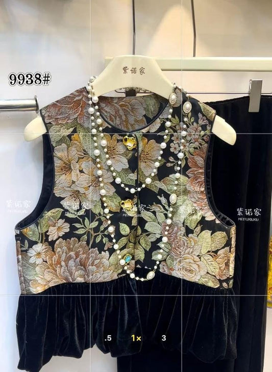 Luxe Flower Textured Vest FT443