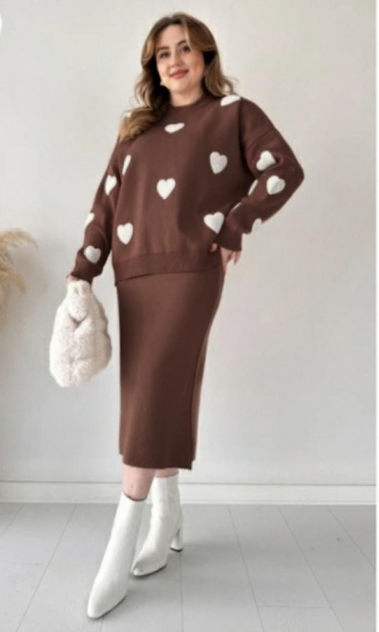Heart Pullover and Skirt Set FT463