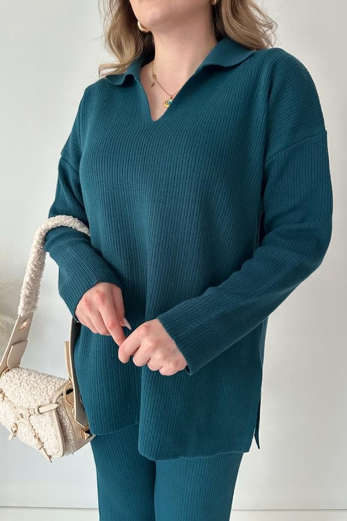 Basic Woolen Collar Coord Set FT484