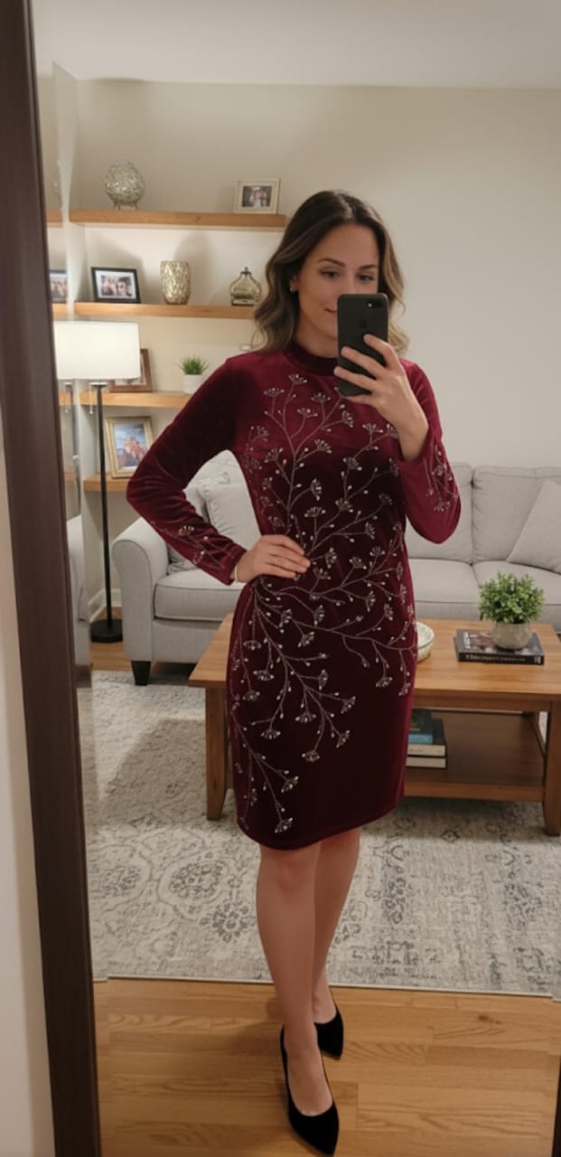 Velvet Embellished Dress FT514