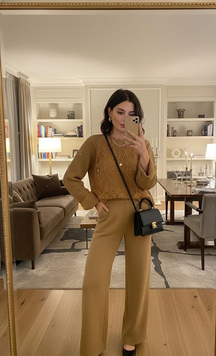 Lace Embroidered Premium Woolen Coord Set FT528