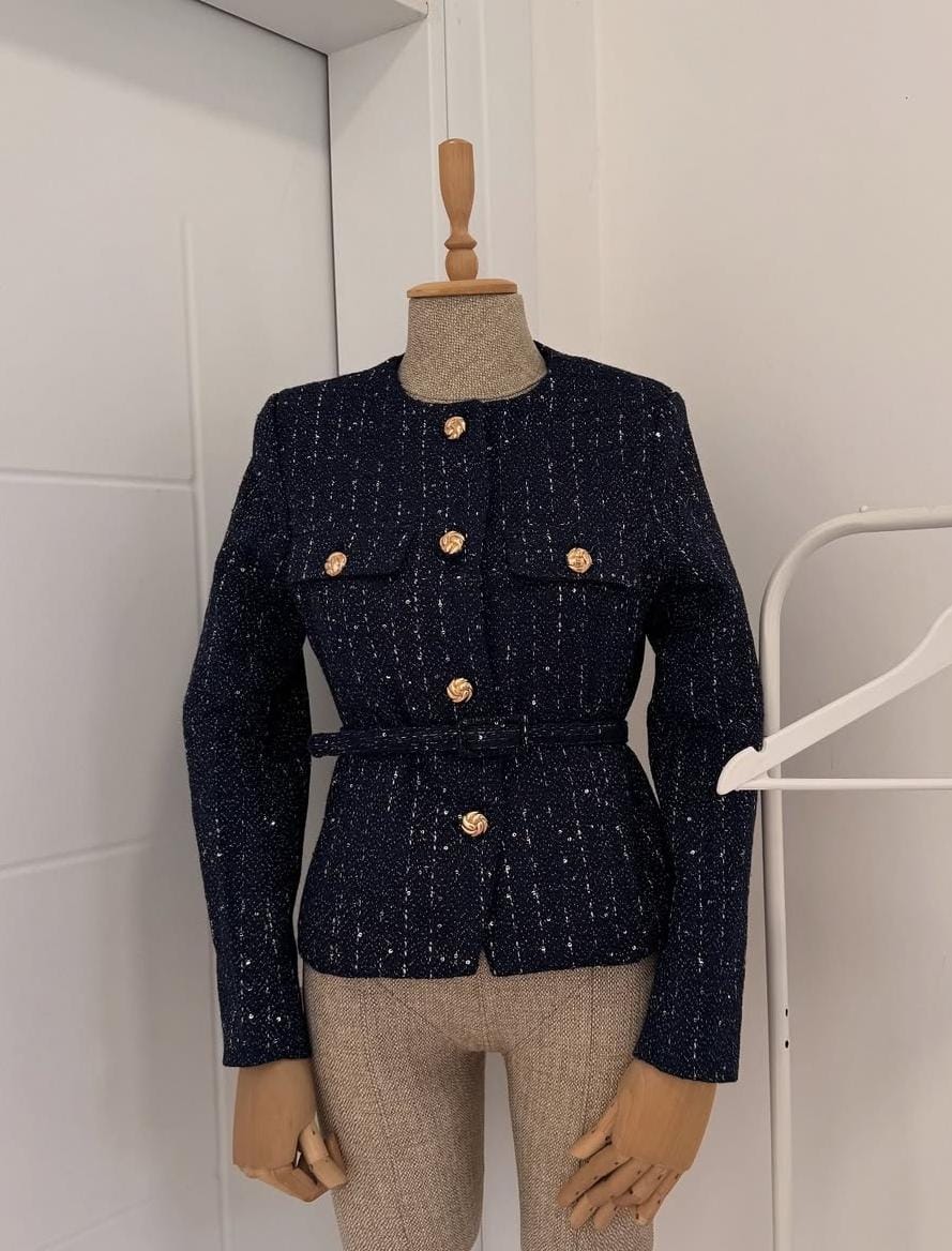 Tweed Coat with Belt FT537