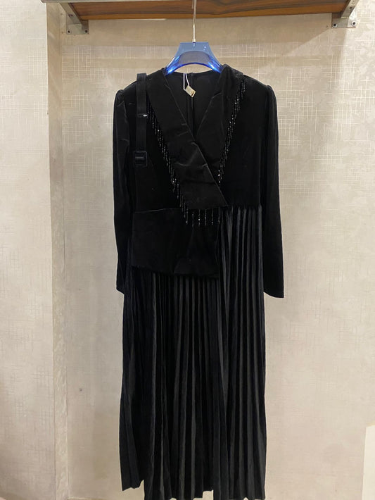 Velvet Premium Tassels Dress FT569