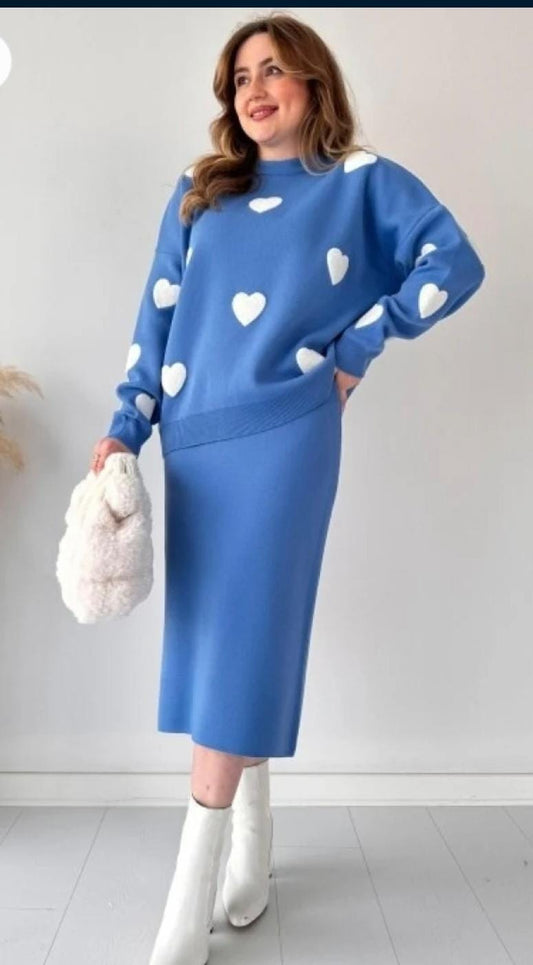 Heart Pullover and Skirt Set FT586