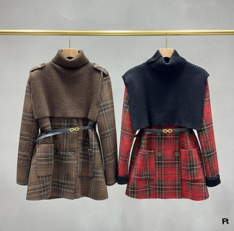 Plaid Woolen Coat FT590