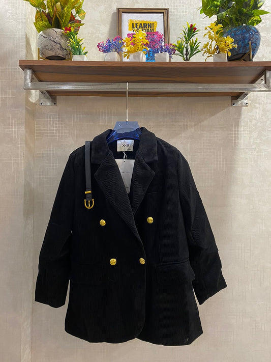 Corduroy Long Blazer With Belt FT592