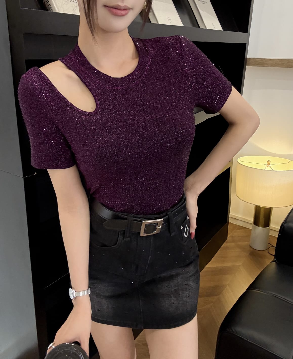 Beautiful Shimmery Top With Cut Work FT867