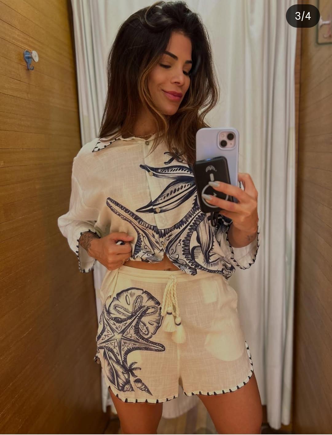 Beautiful Star Fish Print Co-Ord Set FT859