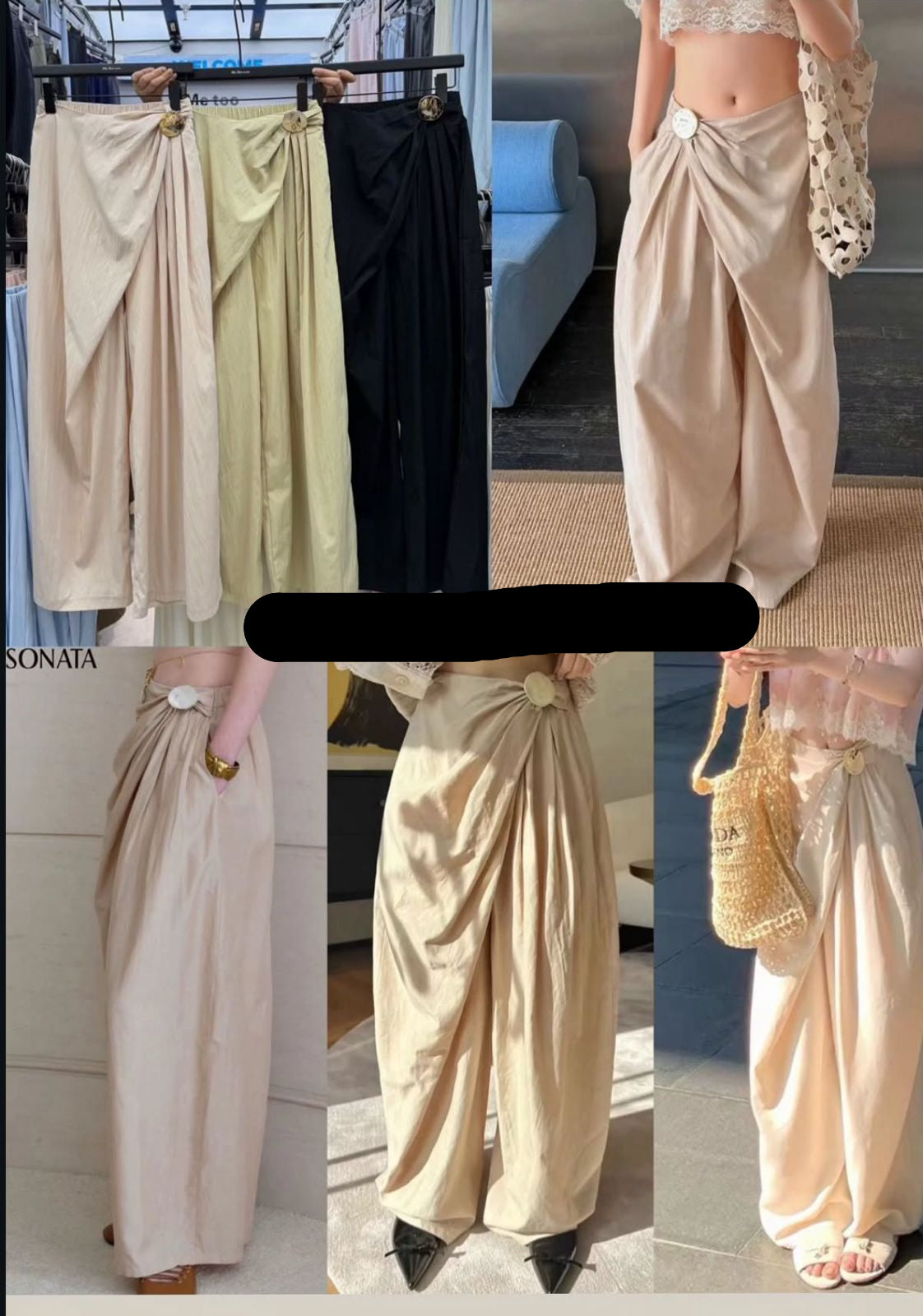 High-Waist Loose Pant With Wrap Design And Metal Button Detail FT820