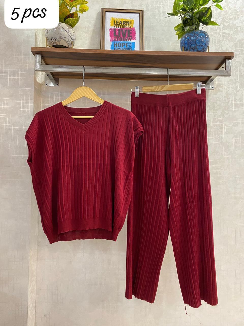 Beautiful V neck soft knit coord set FT943