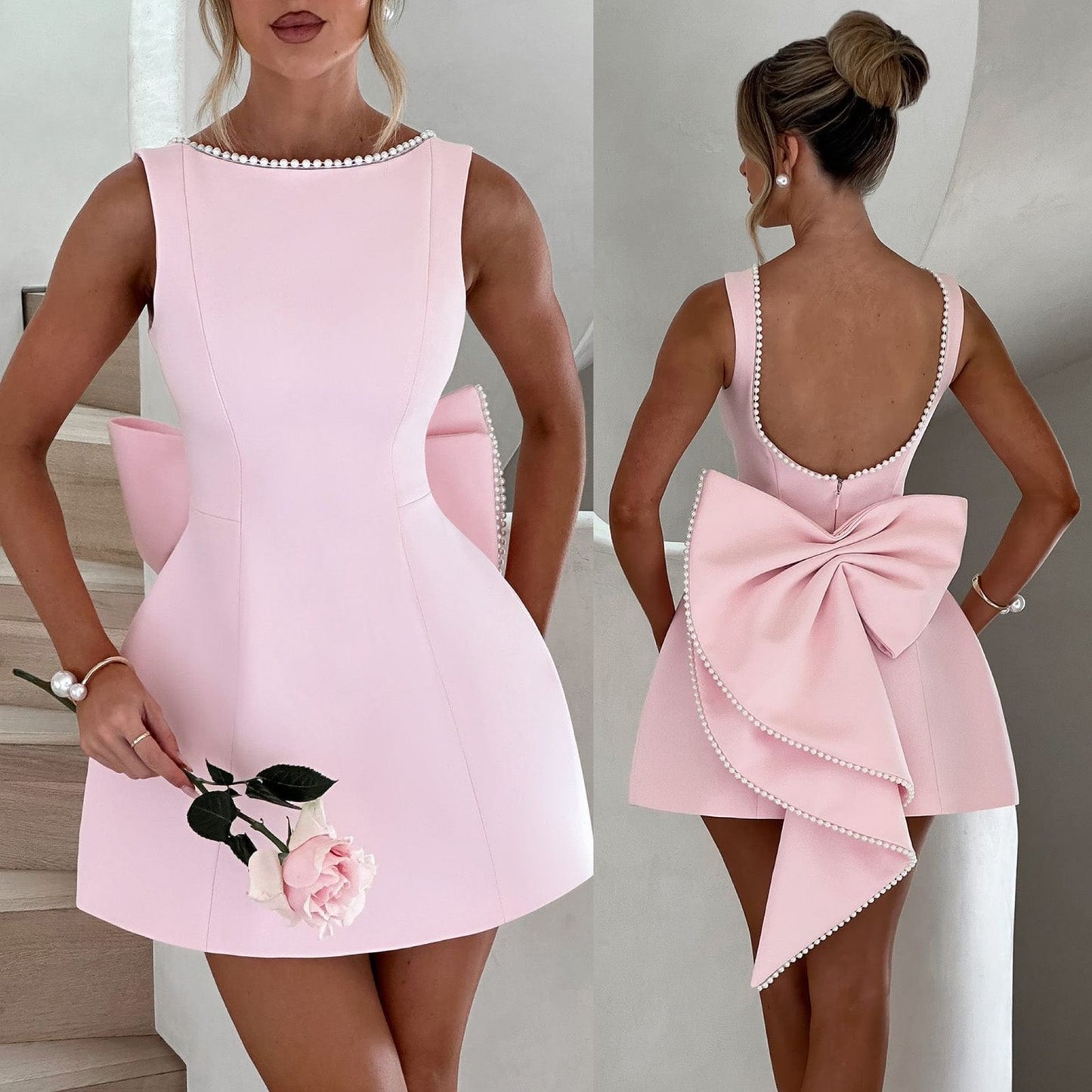 Very Pretty Beautiful Bow Short Dress FT013