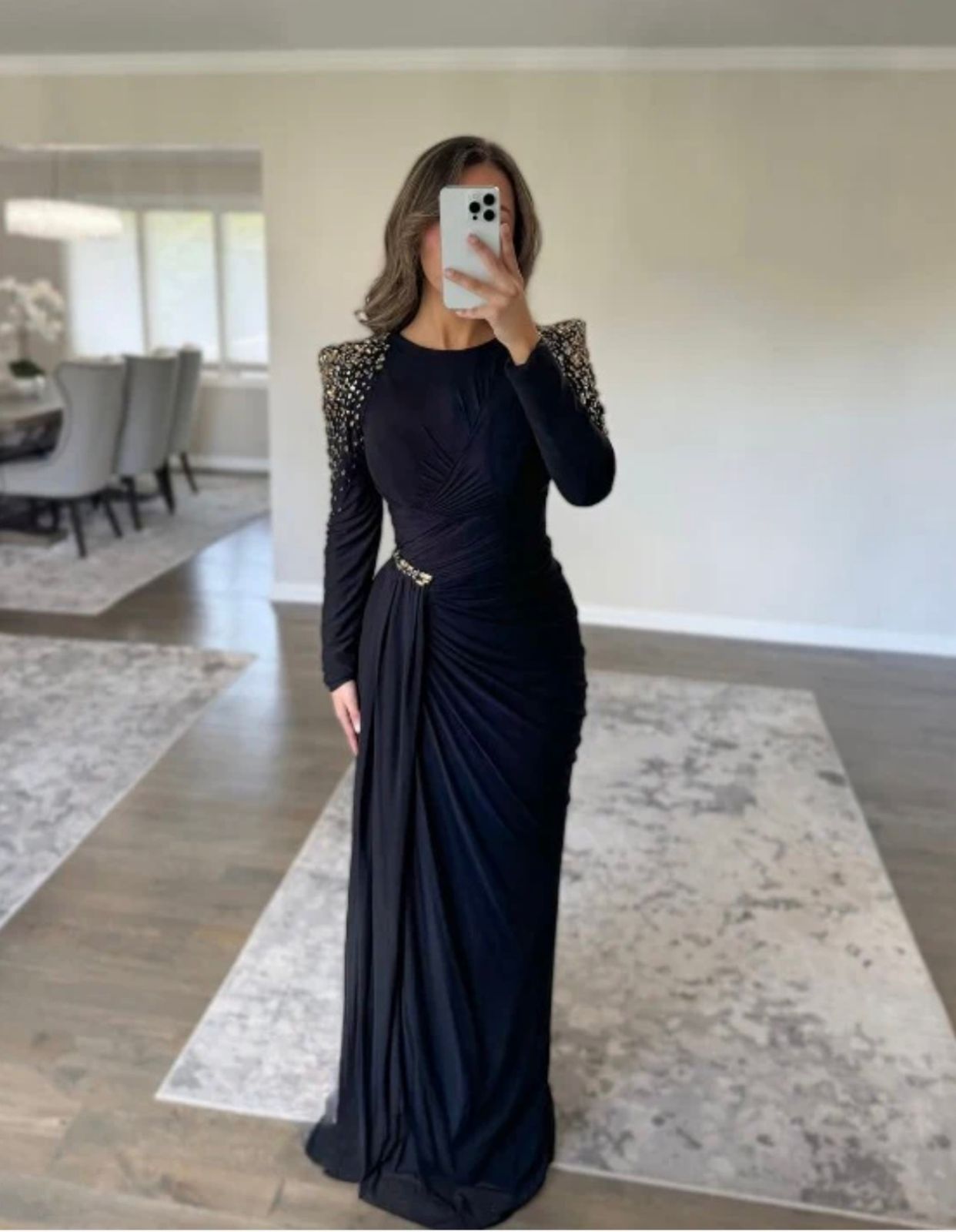 Draped Embellished Gown FT347