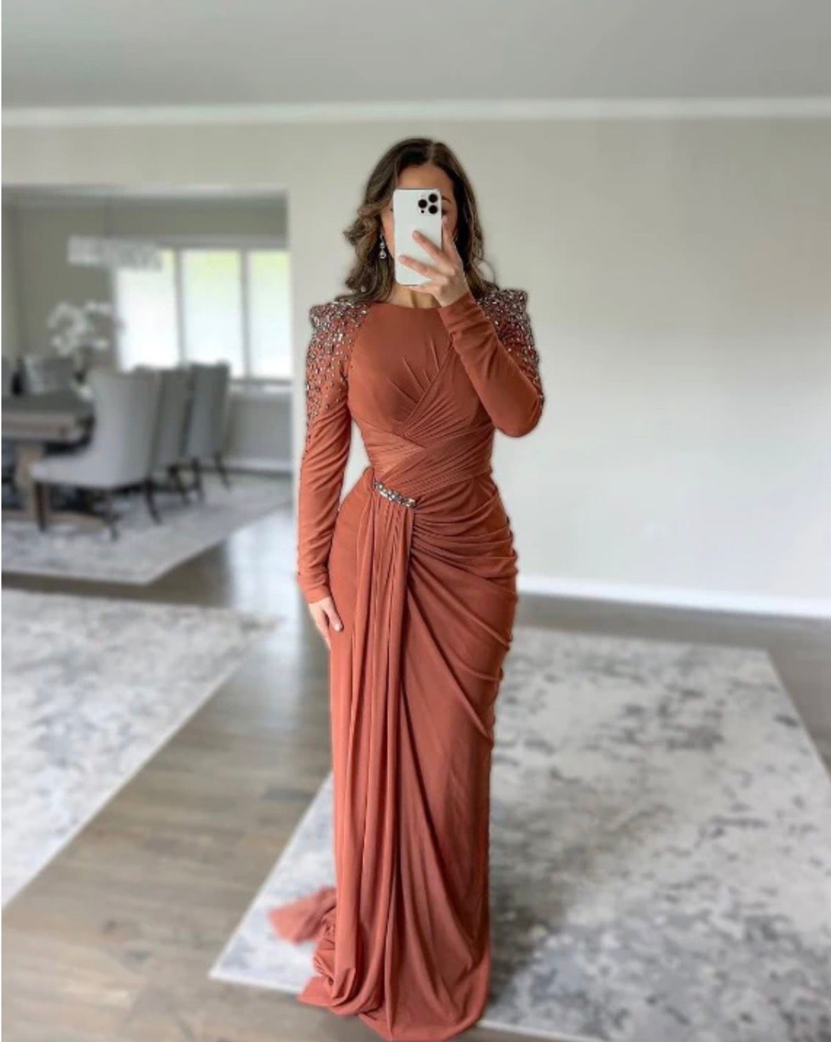 Draped Embellished Gown FT347