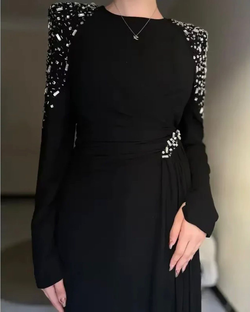 Draped Embellished Gown FT347