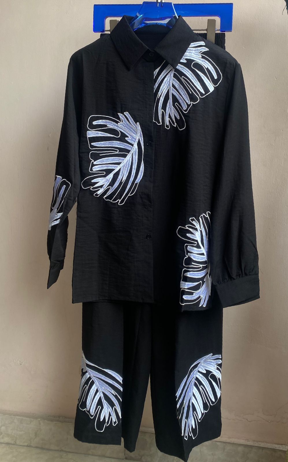 Leaf Embroidered Summer Co-Ord Set FT043