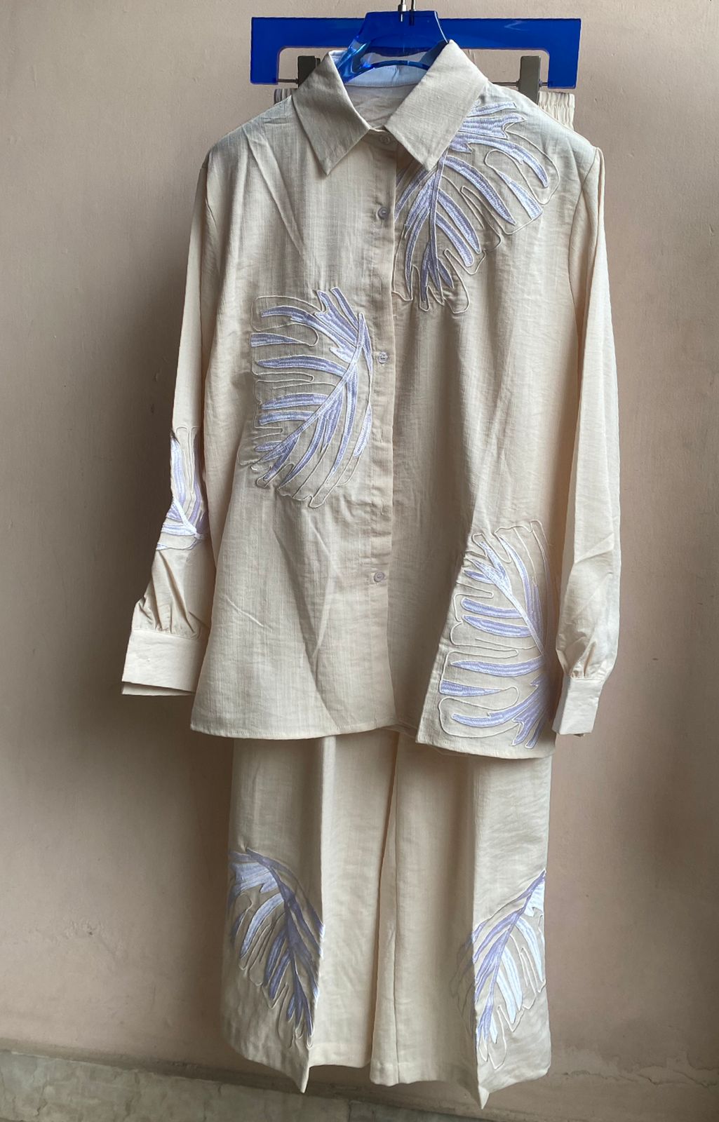 Leaf Embroidered Summer Co-Ord Set FT043