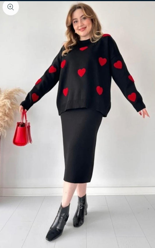 Heart Pullover and Skirt Set FT463
