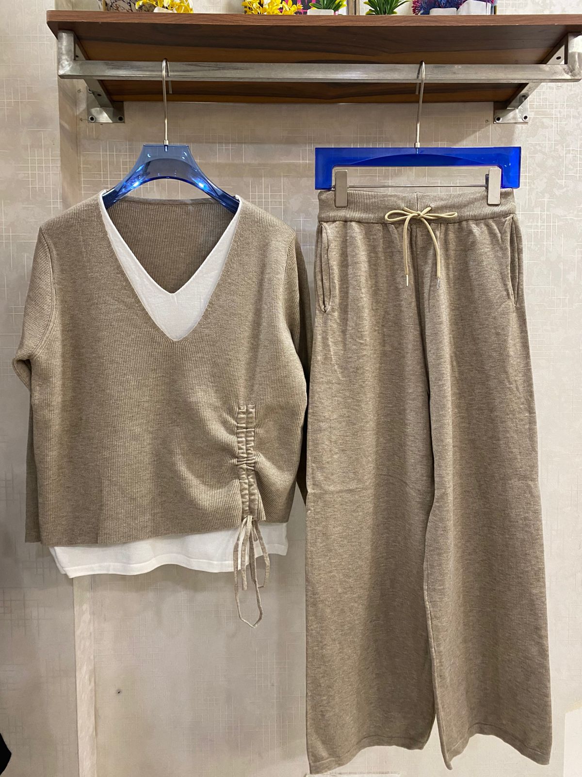 Ruched V-neck Layered Coord Set FT501