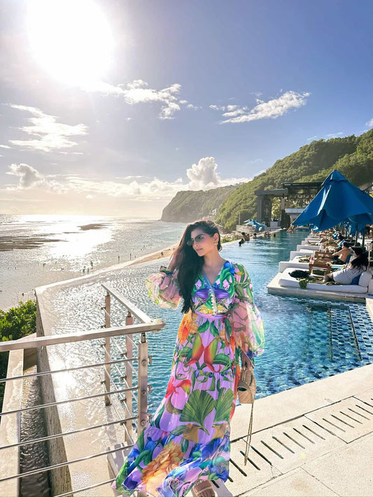 Multicolored Swimsuit with Wrap Around Skirt FT640