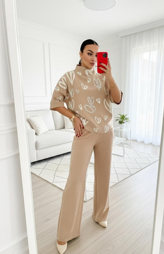 Beautiful Heart Design Woolen Co-Ord Set FT401