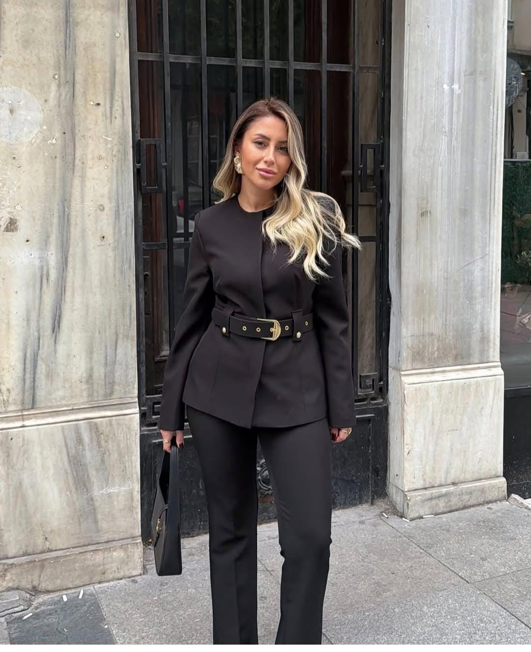 Formal Belted Blazer Set FT392