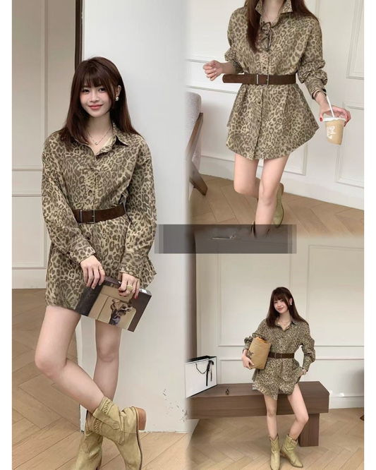 Beautiful Animal Printed Shirt With Belt FT325